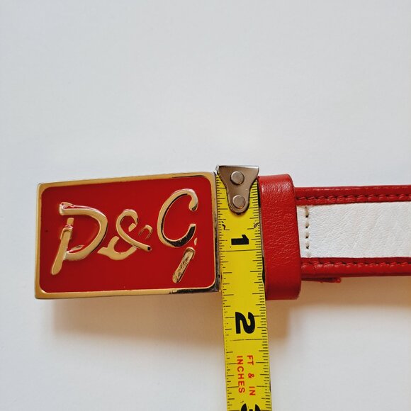 Dolce & Gabbana Red White Leather Synthetic Belt Size 75